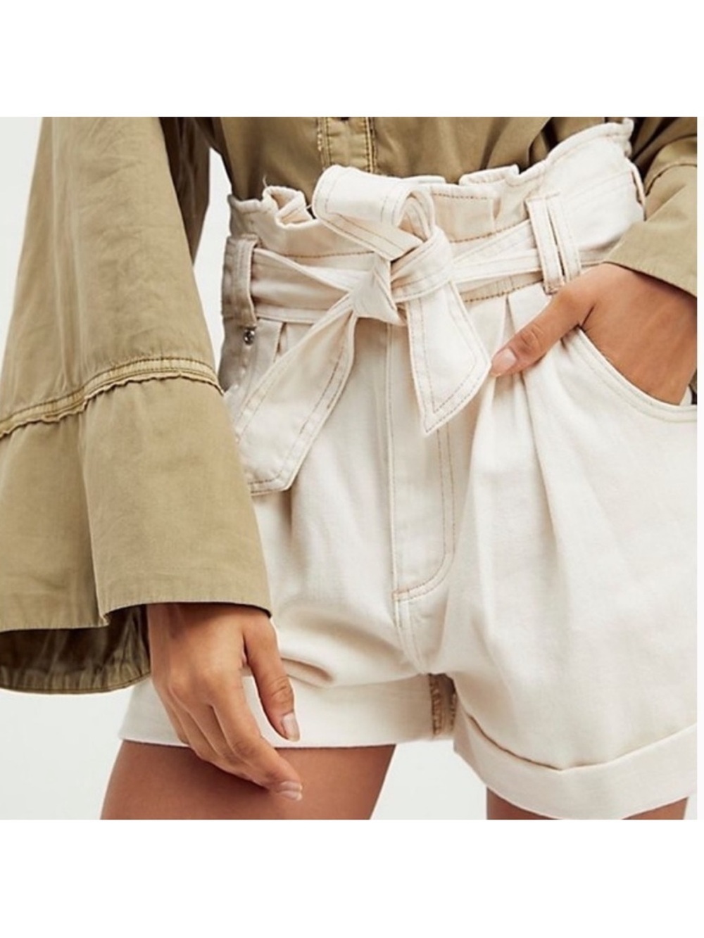 Free People Nova Denim Paperbag Shorts Size Medium